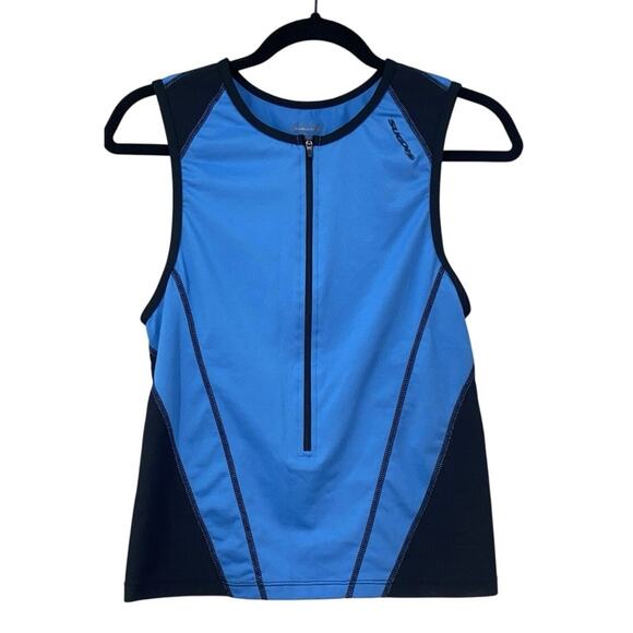 Sugoi Tri Triathlon Top Medium Blue / Black Sleeveless Pockets 3/4 Zip - Picture 1 of 6